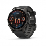 Garmin fenix 8 43mm AMOLED Sapphire, karbonsz�rke DLC titanium, fekete/s�t�tsz�rke szilikon sz�jjal