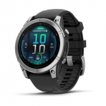 Garmin fenix E 47mm AMOLED, ac�l, fekete szilikon sz�jjal